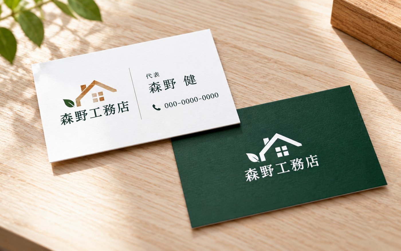 名刺の制作例（架空の工務店）